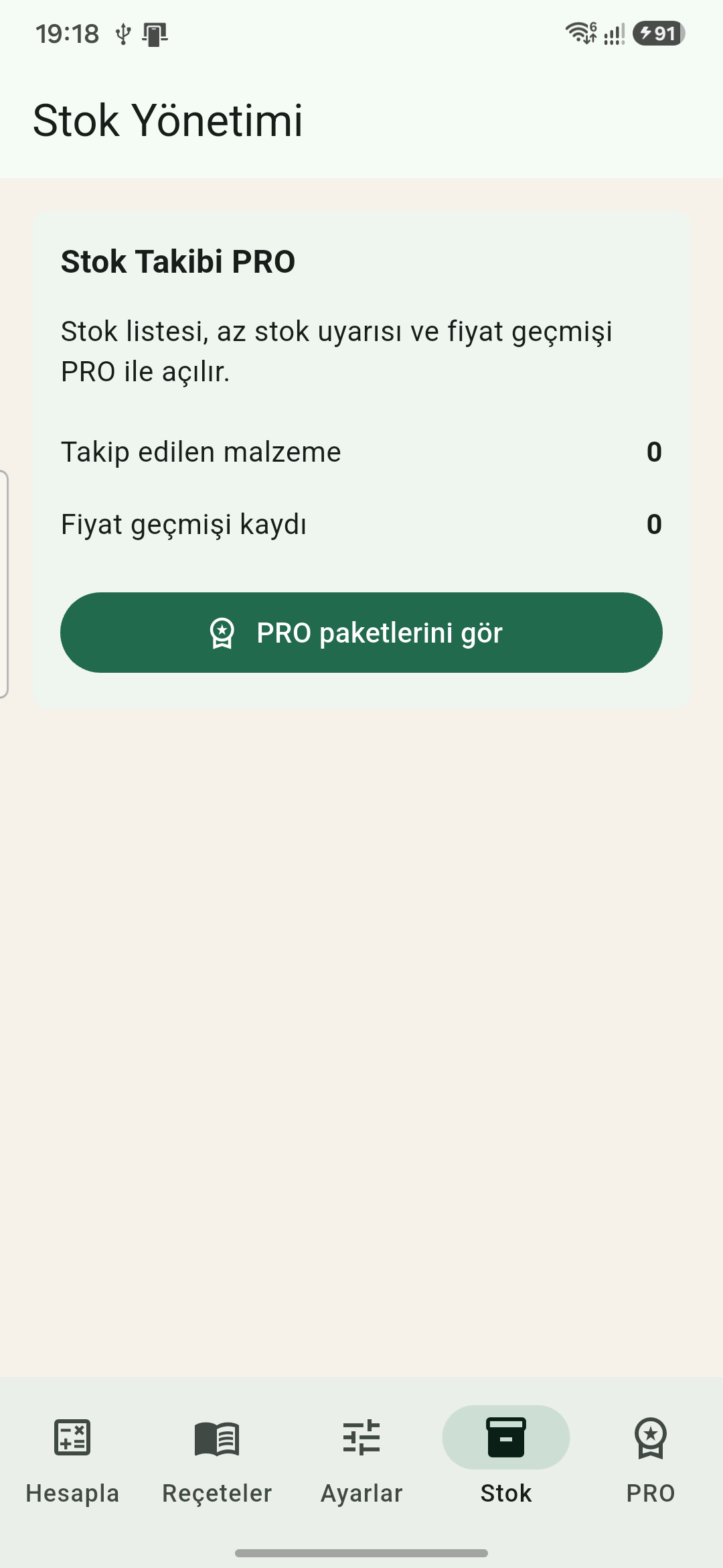 Costelio stok yönetimi ekranı
